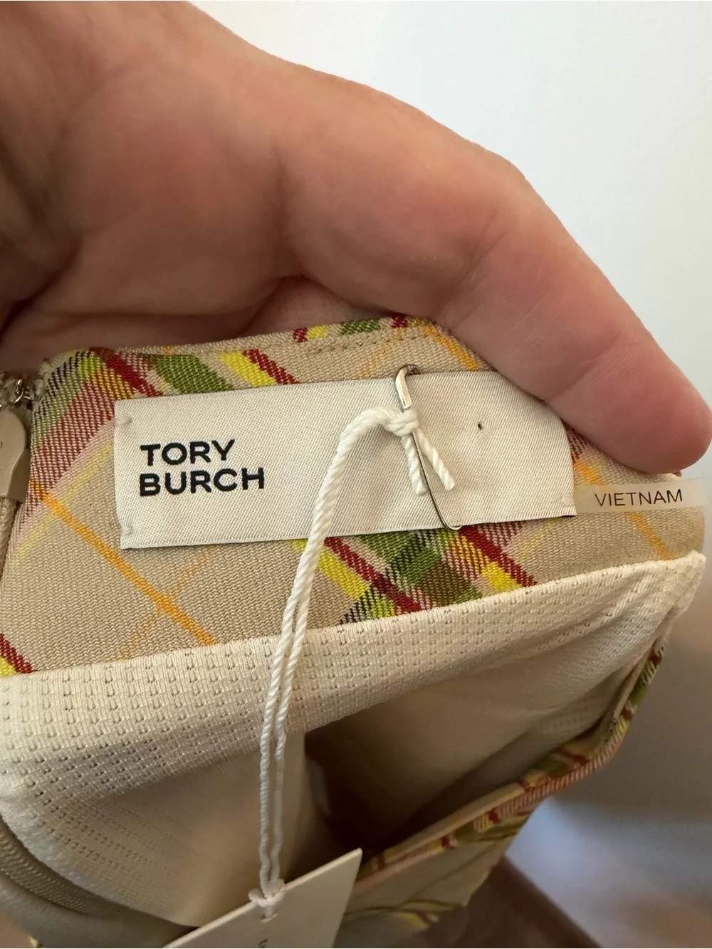 Tory Burch NWT Yarn Dyed Twill Golf Skirt‎ Small Beige Party Plaid Preppy